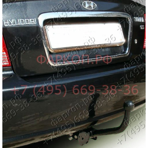 H203-A Лидер-плюс ТСУ для Hyundai Sonata седан 1999-2005 без снятия и выреза бампера. Нагрузки: 1100/75 кг, масса фаркопа 13,64 кг (без электрики в комплекте)