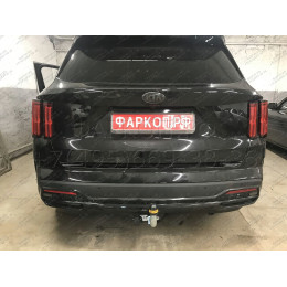 91008-A MOTODOR Фаркоп с оцинкованным шаром на Kia Sorento 2020-, Hyundai Santa Fe IV рестайлинг 2021-2023. Необходима подрезка бампера. Тип шара: A. Нагрузки: 2000/100 кг, ма