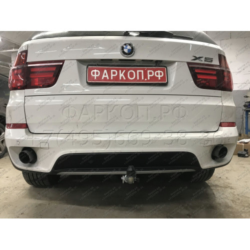 B017C GALIA Полностью оцинкованный фаркоп на BMW X5 E70 2007-2013, X5 F15 2013-2018, BMW X6 F16 2014-2019, кроме моделей с M-пакетом. Подрозетник убирается за бампер. Тип шара: C (горизонтальный съемный). Невидимый вырез бампера. Нагрузки: 3500/140 кг, ма