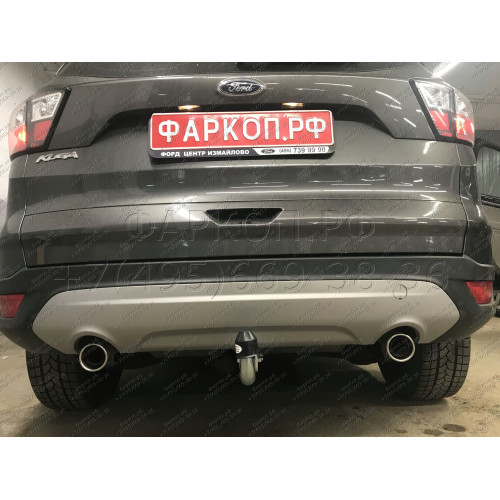 F113A GALIA Полностью оцинкованный фаркоп на Ford Kuga 2008-2013, 2013-2020. Подрозетник убирается за бампер. Тип шара: A. Без выреза бампера. Нагрузки: 2100/110 кг, масса фаркопа 16,12 кг