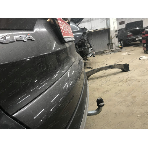 F113A GALIA Полностью оцинкованный фаркоп на Ford Kuga 2008-2013, 2013-2020. Подрозетник убирается за бампер. Тип шара: A. Без выреза бампера. Нагрузки: 2100/110 кг, масса фаркопа 16,12 кг