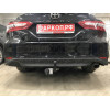 T124-A Лидер-плюс ТСУ для Toyota Camry XV70 2017-2023. Требуется подрезка бампера. Нагрузки: 900/75 кг, масса фаркопа 13 кг, требуется 1 сверление (без электрики в комплекте)
