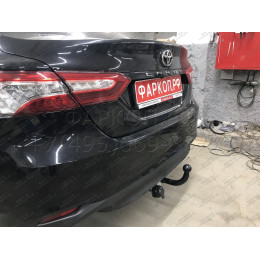 T124-A Лидер-плюс ТСУ для Toyota Camry XV70 2017-2023. Требуется подрезка бампера. Нагрузки: 900/75 кг, масса фаркопа 13 кг, требуется 1 сверление (без электрики 