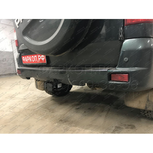 FA 0855-E Бизон Фаркоп на UAZ Patriot / УАЗ Патриот 2015- без подрезки бампера. Тип шара: E (легкосъемный шар под квадрат). Нагрузки: 3000/100 кг. Не комплектуется электрикой