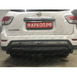 FA 0854-E Бизон Фаркоп на Nissan Pathfinder R52 2014-2021 без подрезки бампера. Тип шара: E (легкосъемный шар под квадрат). Нагрузки: 3200/120 кг. Не комплектуется э