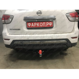 FA 0854-E Бизон Фаркоп на Nissan Pathfinder R52 2014-2021 без подрезки бампера. Тип шара: E (легкосъемный шар под квадрат). Нагрузки: 3200/120 кг. Не комплектуется э