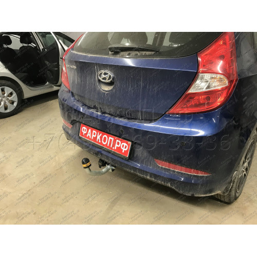 90910-A MOTODOR Фаркоп с оцинкованным шаром на Hyundai Solaris седан/хетчбек 2010-2017 (необходима подрезка бампера), Kia Rio III седан/хетчбек 2011-2017 (необходима подрезка бампера). Тип шара: A. Нагрузки 1200/75 кг, масса фаркопа 15,7 кг (без электрики
