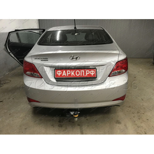 90910-A MOTODOR Фаркоп с оцинкованным шаром на Hyundai Solaris седан/хетчбек 2010-2017 (необходима подрезка бампера), Kia Rio III седан/хетчбек 2011-2017 (необходима подрезка бампера). Тип шара: A. Нагрузки 1200/75 кг, масса фаркопа 15,7 кг (без электрики