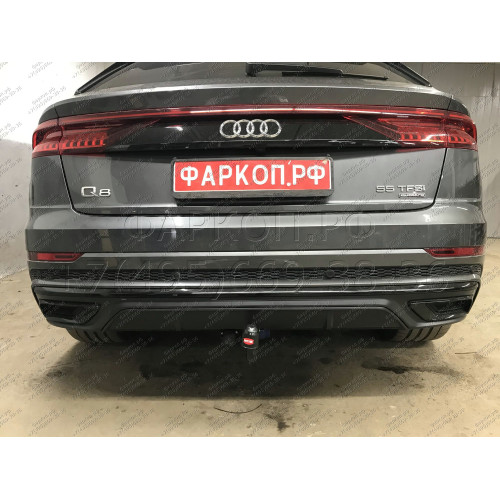 VW96Q WITTER Фаркоп на Volkswagen Touareg 2018-, Audi Q8 2018-, Audi SQ8 2020-, Porsche Cayenne 2017-, Porsche Cayenne Coupe 2019-. Съемное вертикальное крепление шара (на ключе). Невидимый вырез в бампере. Нагрузки 3500/191 кг