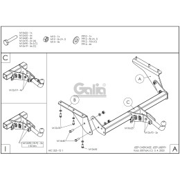 J007A GALIA Полностью оцинкованный фаркоп на Jeep Cherokee KJ 2001-2008. Особенности: круглые фары, запаска на задней двери. Тип шара: A. Установка без снятия 