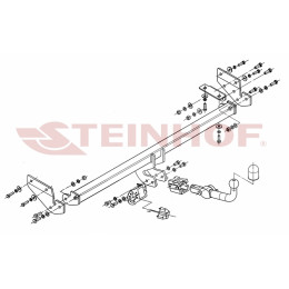 K-022 STEINHOF Фаркоп на Kia Soul 2008-2014 без снятия и подрезки бампера. Тип шара: AH (горизонтальное быстросъемное крепление шара на ключе). Нагрузки: 1300/5