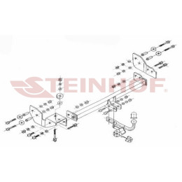 K-025 STEINHOF Фаркоп на Kia Sportage 4WD 1995-2004 без снятия и подрезки бампера. Тип шара: A. Нагрузки: 2000/70 кг, масса фаркопа 18 кг (без электрики в комплекте)