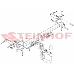K-076 STEINHOF Фаркоп на Kia Stonic 2017-. Требуется подрезка бампера. Тип шара: AV (вертикальное быстросъемное крепление шара на ключе). Нагрузки: 1200/80 кг, 