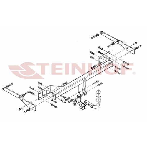 M-136 STEINHOF Фаркоп на Mercedes GLK-Class x204 2008-2015. Требуется подрезка бампера. Тип шара: A. Нагрузки: 2500/120 кг, масса фаркопа 21 кг (без электрики в комплекте)