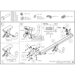 O074V GALIA Полностью оцинкованный фаркоп на Citroen C4 X 2023-, Opel Mokka 2020-, Jeep Avenger 2023-. Тип шара: AV (вертикальное быстросъемное крепление шара на ключе). Не