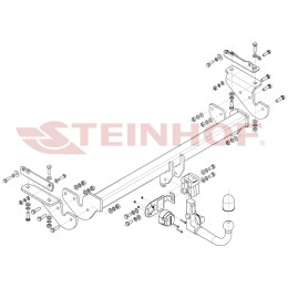 R-069 STEINHOF Фаркоп на Renault Kadjar 2015-2022 без подрезки бампера. Тип шара: AV (вертикальное быстросъемное крепление шара на ключе). Нагрузки: 2000/80 кг, мас