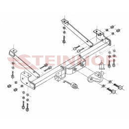R-127 STEINHOF Фаркоп на Renault Trafic фургон, микроавтобус 05/2001-2014, Opel Vivaro 2001-2014, Nissan Primastar 09/2002-2014 без снятия и подрезки бампера. Тип шара: F. Нагрузки: 2000/80