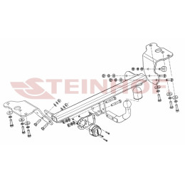 T-092 STEINHOF Фаркоп на Toyota Auris хетчбек 5 дверей 10/2012-2018 без снятия и подрезки бампера. Тип шара: A. Нагрузки: 1600/75 кг, масса фаркопа 16,2 кг (без электри