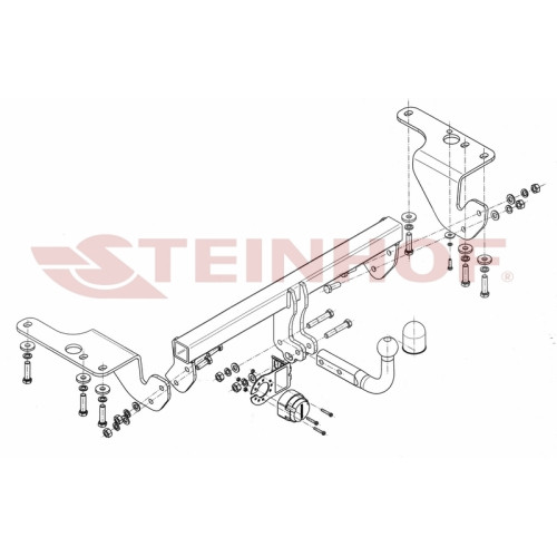 T-128 STEINHOF Фаркоп на Toyota Corolla седан 2013-2019 без подрезки бампера. Тип шара: A. Нагрузки: 1800/80 кг, масса фаркопа 18,5 кг (без электрики в комплекте)