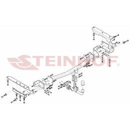 T-196 STEINHOF Фаркоп на Toyota RAV4 2013-2019. Требуется подрезка бампера. Тип шара: AV (вертикальное быстросъемное крепление шара на ключе). Нагрузки: 2000/90 к