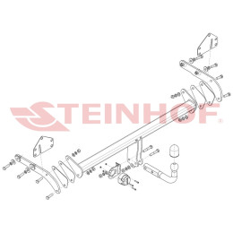T-242 STEINHOF Фаркоп на Toyota bZ4X 2022-, Subaru Solterra 2022-. Невидимый вырез бампера. Тип шара: A. Нагрузки: 830/80 кг (без электрики в комплекте)