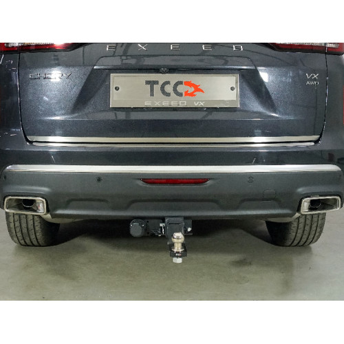 TCU00297 ТСС Фаркоп на Exeed VX 2021-. Требуется подрезка бампера. Тип шара: E (шаровый узел под американский квадрат). Нагрузки: 1800/100 кг