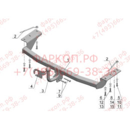TY 30 AVTOS Фаркоп на Toyota Corolla универсал 2002-2006. Необходима подрезка бампера. Тип шара: A. Нагрузки: 1250/75 кг, масса фаркопа 14 кг (без электрики в компл