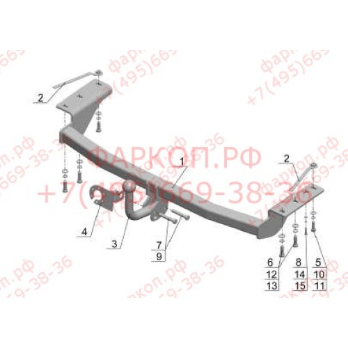 TY 30 AVTOS Фаркоп на Toyota Corolla универсал 2002-2006. Необходима подрезка бампера. Тип шара: A. Нагрузки: 1250/75 кг, масса фаркопа 14 кг (без электрики в комплекте)