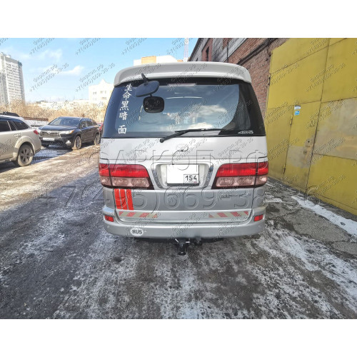 H.T58.E HALTY Фаркоп на Toyota Hiace Regius, Toyota Regius, Toyota Touring Hiace 1997-2002 без подрезки бампера. Тип шара: E. Нагрузки: 750/75 кг, масса фаркопа 14,6 кг