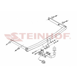 V-072 STEINHOF Фаркоп на Volkswagen Golf V универсал 06/2007-2009, Volkswagen Jetta V седан 2005-12/2010. Требуется подрезка бампера. Тип шара: A. Нагрузки: 1800/75 кг, масса фаркоп