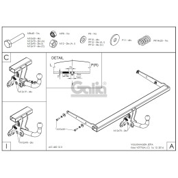 V077C GALIA Полностью оцинкованный фаркоп на Volkswagen Jetta 2010-2019. Подрозетник убирается за бампер. Тип шара: C (горизонтальный съемный). Невидимый выр