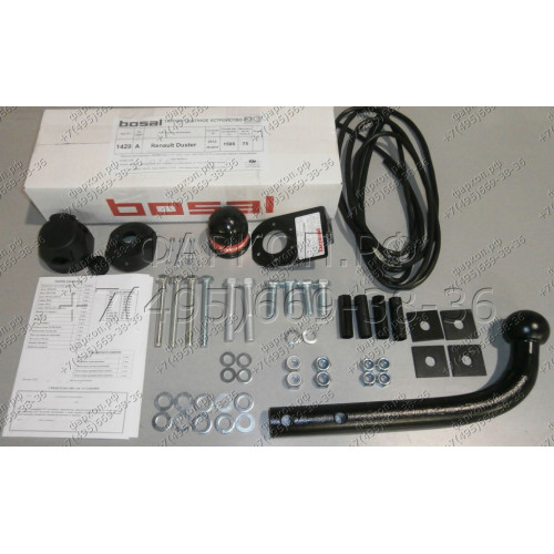 1429-A ORIS Фаркоп на Renault Duster 2012-2015. Необходима подрезка бампера. Тип шара: A. Нагрузки: 1500/75 кг, масса фаркопа 18 кг (без электрики в комплекте)