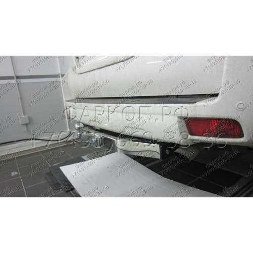 3090-FL ORIS Тюнинговый фаркоп с металлической накладкой на Toyota Land Cruiser Prado J150 2010-2023, Lexus GX460 2010-2014 без выреза в бампере. Тип шара: F. Нагрузки: 2000/120 кг, масса фаркопа 21 кг (без электрики в комплекте)