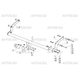 RN 12 AVTOS Фаркоп на Renault Logan седан 2005-2014, Dacia Logan седан 2005-2014 без подрезки бампера. Тип шара: A. Нагрузки: 1200/75 кг, масса фаркопа 11,5 кг (без электрики 
