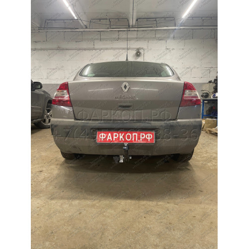 1420-A ORIS Фаркоп на Renault Megane Classic II седан 2003-2008/11, Megane II универсал 2003/9-2008 без выреза в бампере. Тип шара: A. Нагрузки: 1100/50 кг, масса фаркопа 20 кг (без электрики в комплекте)