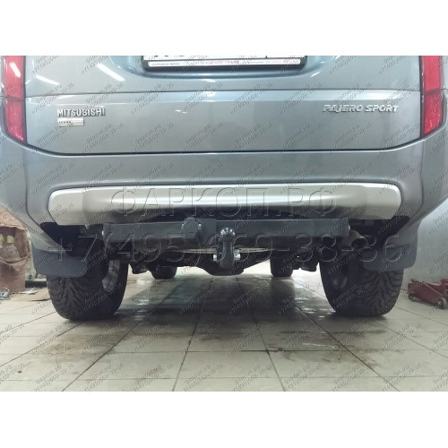 4166-A ORIS Фаркоп на Mitsubishi Pajero Sport 2 2008-2016, Mitsubishi Pajero Sport 3 2016-2021 без выреза в бампере. Тип шара: A. Нагрузки: 2500/100 кг, масса фаркопа 20,5 кг (без электрики в комплекте)