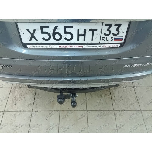 4166-A ORIS Фаркоп на Mitsubishi Pajero Sport 2 2008-2016, Mitsubishi Pajero Sport 3 2016-2021 без выреза в бампере. Тип шара: A. Нагрузки: 2500/100 кг, масса фаркопа 20,5 кг (без электрики в комплекте)