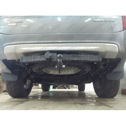 4166-A ORIS Фаркоп на Mitsubishi Pajero Sport 2 2008-2016, Mitsubishi Pajero Sport 3 2016-2021 без выреза в бампере. Тип шара: A. Нагрузки: 2500/100 кг, масса фаркопа 20,5 кг (без электрики в комплекте)