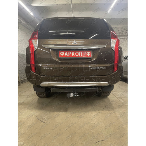 4166-A ORIS Фаркоп на Mitsubishi Pajero Sport 2 2008-2016, Mitsubishi Pajero Sport 3 2016-2021 без выреза в бампере. Тип шара: A. Нагрузки: 2500/100 кг, масса фаркопа 20,5 кг (без электрики в комплекте)