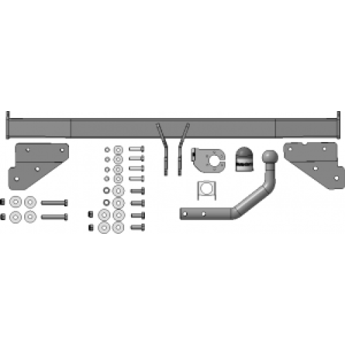 90906-A MOTODOR Фаркоп с оцинкованным шаром на Hyundai Creta 2016-2021, 2021-2022, Solaris HC 2024- без выреза в бампере. Тип шара: A. Нагрузки: 1300/75 кг, масса фаркопа 15,1 кг (без электрики в комплекте)