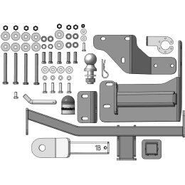 90915-E MOTODOR Фаркоп с оцинкованным шаром на Hyundai Palisade 2020- без выреза в бампере. Тип шара: E. Нагрузки 2000/100 кг, масса фаркопа 21,3 кг (без электрики в к