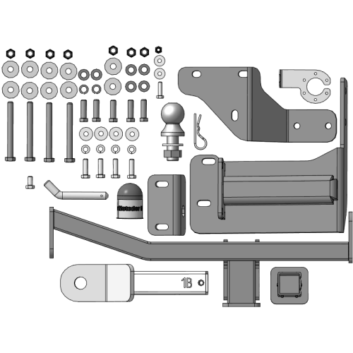 90915-E MOTODOR Фаркоп с оцинкованным шаром на Hyundai Palisade 2020- без выреза в бампере. Тип шара: E. Нагрузки 2000/100 кг, масса фаркопа 21,3 кг (без электрики в комплекте)