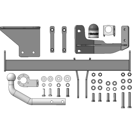 98301-A MOTODOR Фаркоп с оцинкованным шаром на Москвич 3 2022-, JAC JS4 2022- без выреза в бампере. Тип шара: A. Нагрузки: 1500/75 кг, масса фаркопа 15,6 кг (без электрики в комплекте)