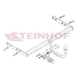 A-066 STEINHOF Фаркоп на Audi A3 хетчбек 3/5 дверей 2008-2013. Требуется подрезка бампера. Тип шара: A. Нагрузки: 1800/100 кг, масса фаркопа 16,4 кг (без электрики в 