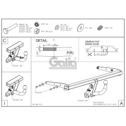 A048C GALIA Полностью оцинкованный фаркоп на Volkswagen Golf VII хетчбек 5 дверей 2013-2017, SEAT Leon хетчбек 5 дверей 2013-2017, Audi A3 хетчбек 3/5 дверей 2012-2020. Подрозетн