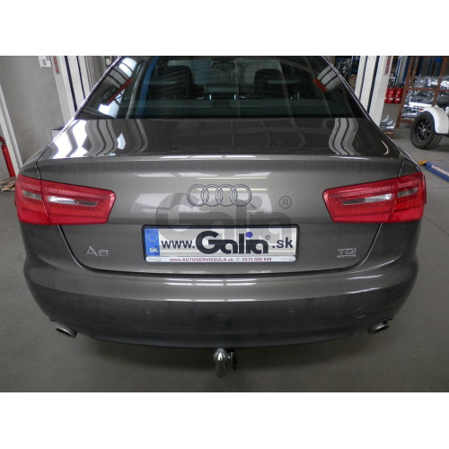 A049C GALIA Полностью оцинкованный фаркоп на Audi A6 седан/универсал 2011-2018, Audi A6 Allroad 2012-2019, Audi A7 Sportback 2011-2017. Подрозетник убирается за бампер. Тип шара: C (горизонтальный съемный). Невидимый вырез бампера. Нагрузки: 2500/100 кг, 