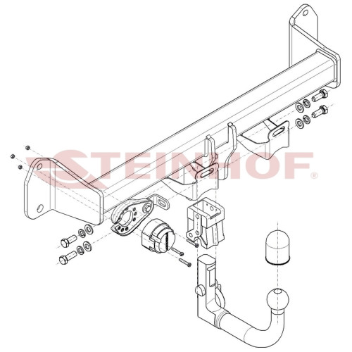 B-085 STEINHOF Фаркоп на BMW 3-Series Gran Turismo F34 06/2013-2019 без подрезки бампера. Тип шара: AV (вертикальное быстросъемное крепление шара на ключе). Нагрузки: 1950/85 кг, масса фаркопа 18,05 кг (без электрики в комплекте)