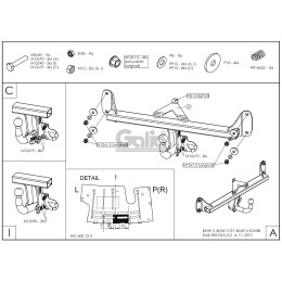 B021A GALIA Полностью оцинкованный фаркоп на BMW 3-Series седан/универсал 2011-2018, BMW 1-Series 2011-2019. Подрозетник убирается за бампер. Невидимый вырез бампер