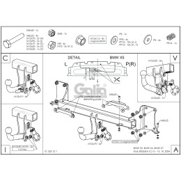 B026V GALIA Полностью оцинкованный фаркоп на BMW X5 G05 2018-, BMW X7 G07 2019-, BMW X6 G06 2019-. Подрозетник убирается за бампер. Тип шара: AV (вертикальное быстросъем