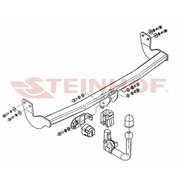 C-011 STEINHOF Фаркоп на Citroen C3 2010-2016 без снятия и подрезки бампера. Тип шара: AV (вертикальное быстросъемное крепление шара на ключе). Нагрузки: 1250/60 